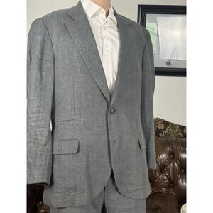 Brunello Cucinelli Linen Wool Silk Gray Plaid Sport Jacket 54/44US Men’s